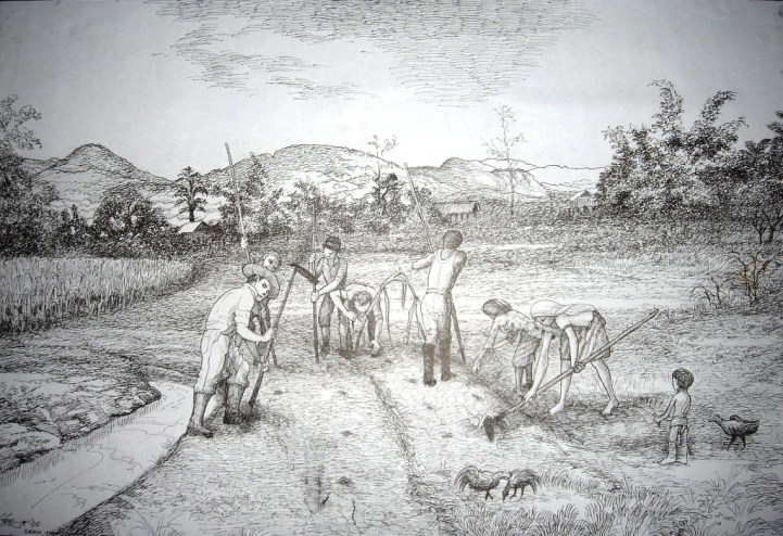 Sam Ratulangie sekeluarga bersama keluarga2 lain bercocok tanam Sam Ratulangie sekeluarga bersama keluarga2 lain bercocok tanam