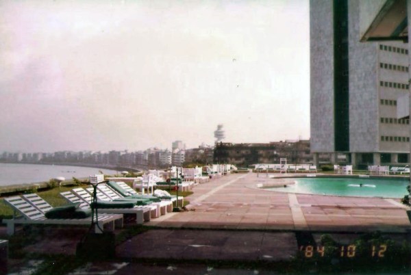 View of pool and Mumbai