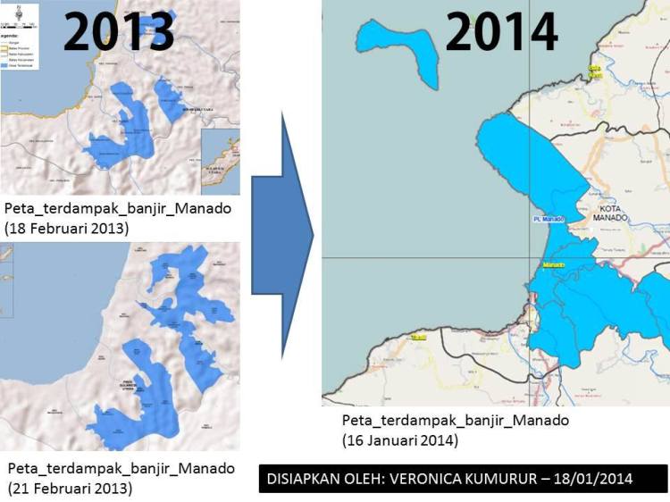 Gambar 10. Menurut Vero: Hanya 1 tahun saja area terdampak banjir menjadi sangat luas. Jika pemerintah dan seluruh msy Kota Manado dan sekitarnya (Tomohon, Minahasa, Minahasa Utara) tidak memerhatikan dan tidak segera bertindak, maka daratan Kota Manado (daratan Minahasa) akan tenggelam.